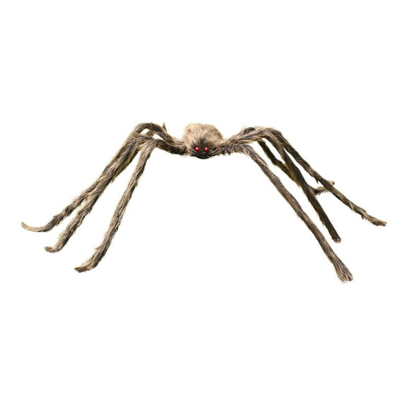Loyerfyivos 47 inch Large Spider Decorations,Halloween Hairy Spider,Scary Realistic Simulated Spider Prop with Red Eyes Plush Spider for Indoor Outdoor Yard Home Parties Haunted House Brown