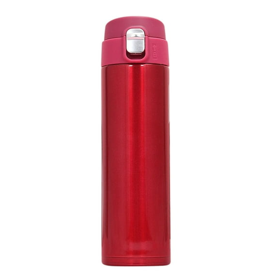 Loyerfyivos 500 Ml Insulated Water Bottle, Stainless Steel Thermo Coffee Travel Mug, Thermal Cup with Push Button Lid, BPA Free for Hot Drinking, Red