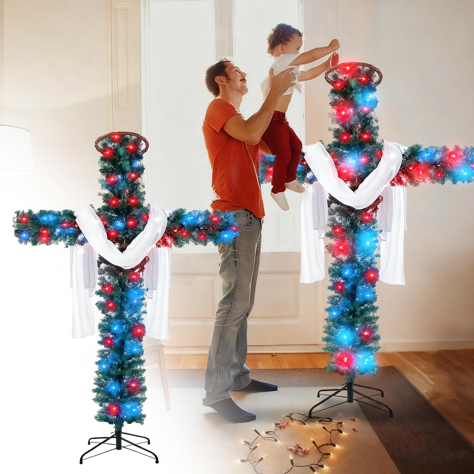 Foldable Tree Loyerfyivos 6Ft Foldable Christmas Tree Foldable Christmas Tree -Lit ...