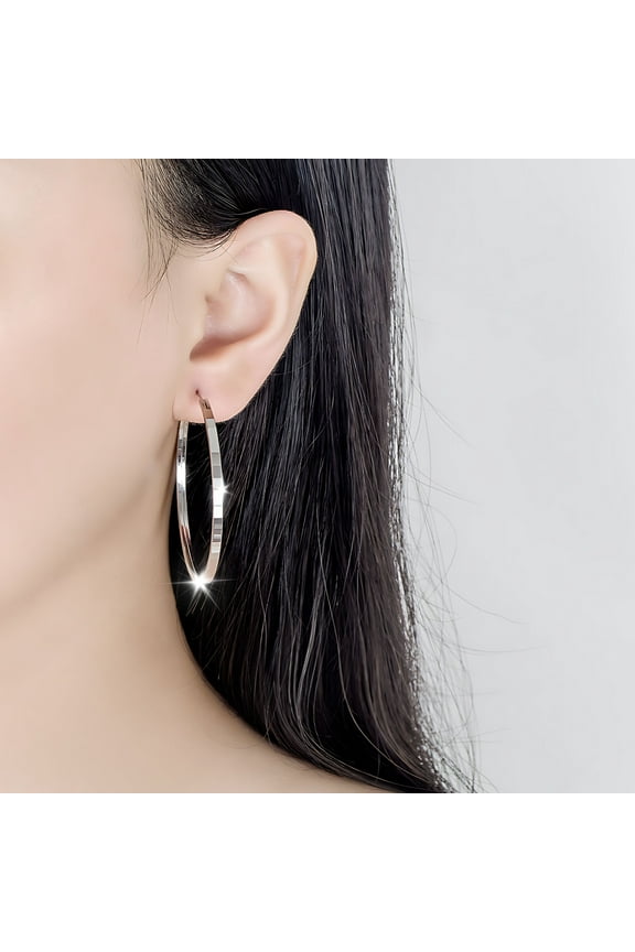 925 Hoop Earrings For Women 30 Mm Big Hoop Earrings Lightweight Large Loop Earrings For Gift