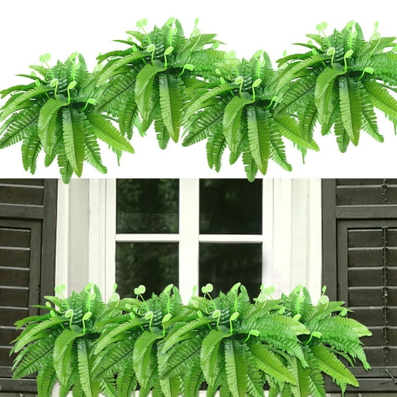 Loyerfyivos Artificial Boston Fern Shrubs Plants, Fake Ferns Plastic Leaves Plant Faux Flowers Bundles DIY Decor Bushes for Home Farmhouse Wedding Bouquet Table Arrangement Planter Filler Decoration