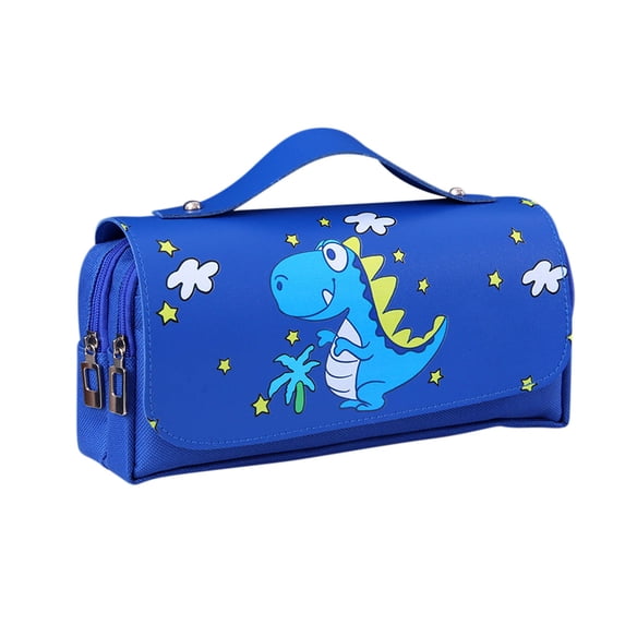 Loyerfyivos Astronaut Pencil Case Space Pencil Box Galaxy Pencil Case Astronaut Pencil Punch Blue Cartoon Pencil Holders Large Waterproof Capacity Storage Pencil Box with Compartments