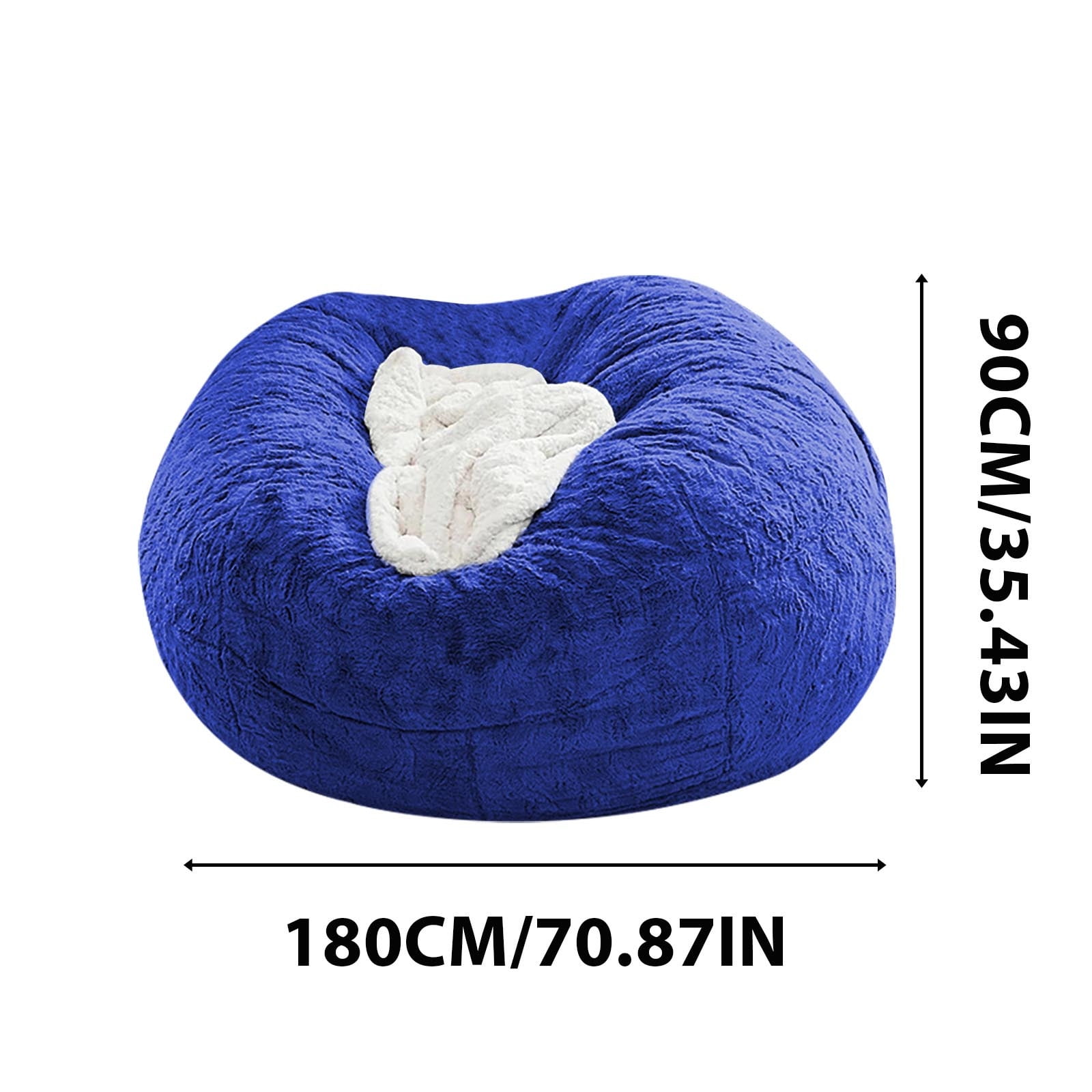 Loyerfyivos Bean Bag Chair for Adults and Kids Without Filler Soft Oversized Round Cover for Big Joe Beanbag Chair Lounge Chair Lazy Sofa Stuffed Animal Toyes Storage, 70.8In*35.4In, Blue