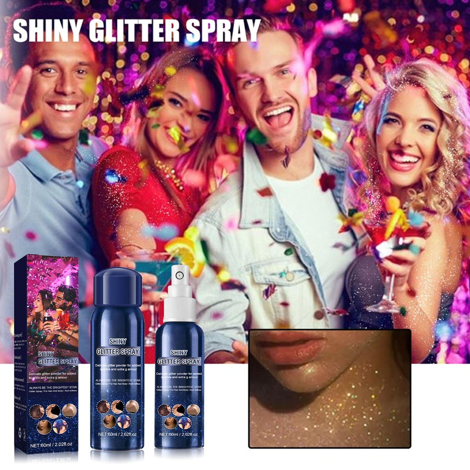 Loyerfyivos Body Glitter Spray for Hair and Body,Hairspray for Clothes
