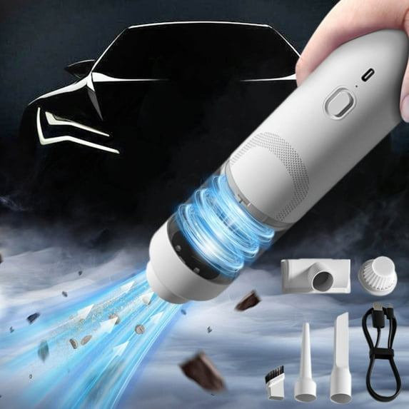 Loyerfyivos Car Vacuum Cleaner Cordless,Powerful Suction 9000PA,USB-C Fast Charging, Vacuum Cleaner 3 in1 Dust Buster & Air Blower,Portable Handheld Vacuum for Car,Home,Pet, Office (White)