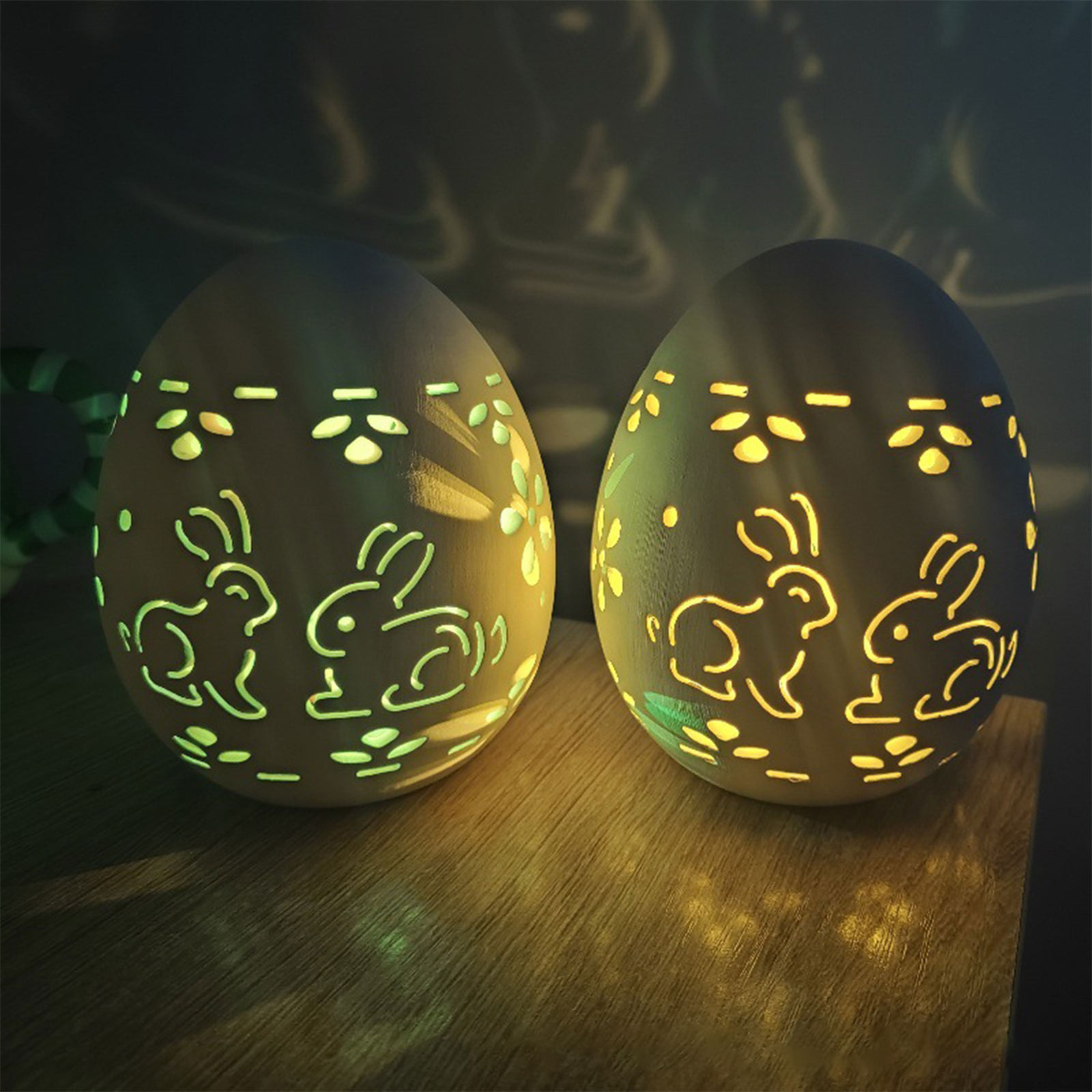Loyerfyivos Ceramic Easter Egg Decoration, Easter Decorations, Ceramic Lighted Easter Egg, Farmhouse Rustic Hollow Easter Eggs Light Up Tabletop Statue, Easter Home Table Decor