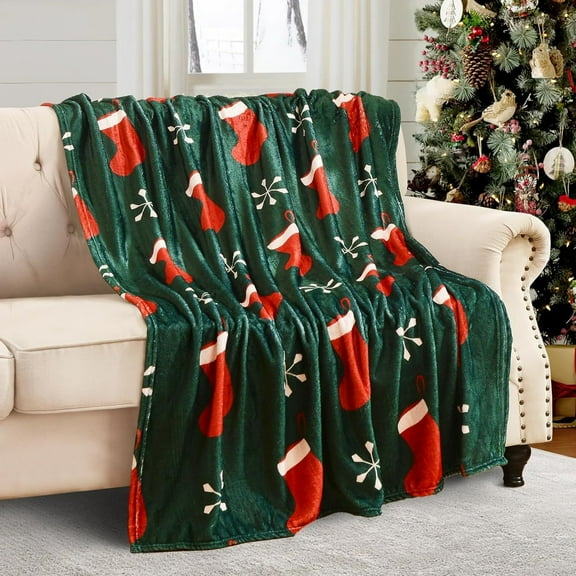 Loyerfyivos Christmas Cute Socks Print Blanket Soft Warm Sofa Bed Office Travel Multipurpose Blanket