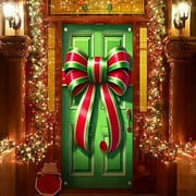 Loyerfyivos Christmas Door Banner Merry Christmas Photography Backdrop Christmas Bowknot Gift Box Door Hanging Banner Outdoor Sign Christmas Candy Decoration for Home Wall Outdoor Indoor 35 x 71 In