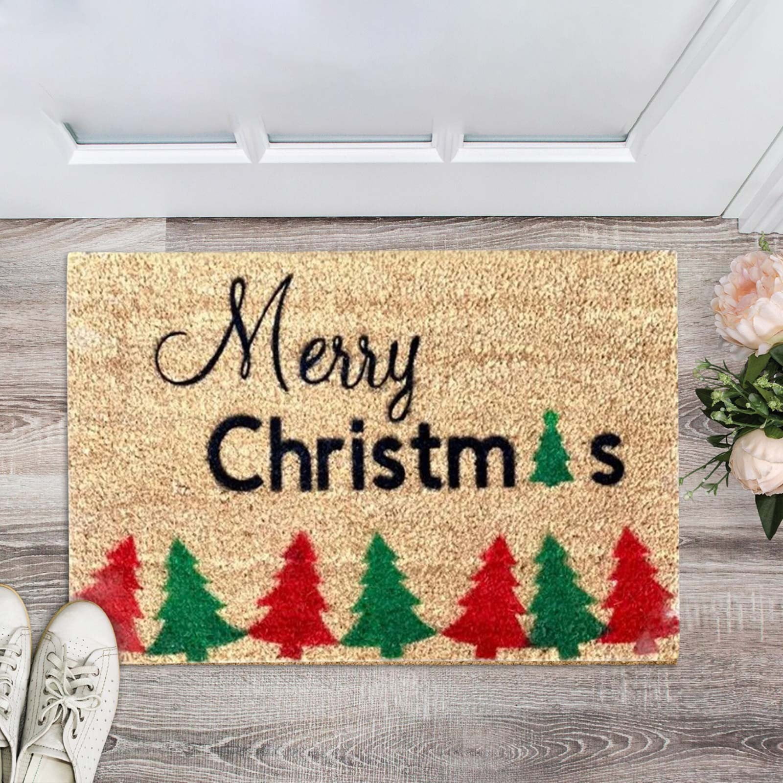 Loyerfyivos Christmas Door Mat Outdoor Mat for Front Door,Merry