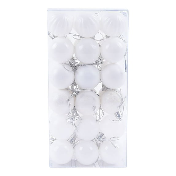 Loyerfyivos Christmas Ornaments Set, 36PCS Black Christmas Balls Decoration Set, Shatterproof Hanging Plastic Christmas Ball Ornament for Xmas Tree Holiday Decor, White