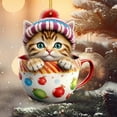 thumbnail image 1 of Loyerfyivos Christmas Ornaments Teacup Cat Decorations Kitten Kawaii Snowflake Hanging Christmas Ornaments 2024 Vintage Party Holiday Santa New Year for Mini Christmas Tree Supplies Merry Christmas, 1 of 8
