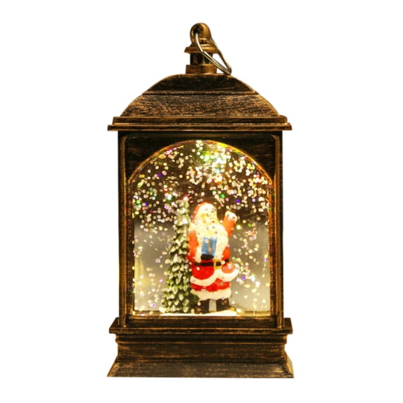 Loyerfyivos Christmas Snow Globe Lantern, Christmas Simulation LED Flame Lamp, Battery Operated Glitter Lamp Lighted Lantern, Christmas Snow Globe Lantern Christmas Decorations Oil Lamp 120 ml