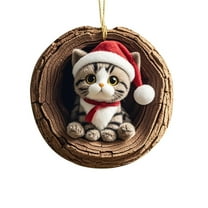 Loyerfyivos Christmas Tree Animal Pattern 2D Acrylic Ornament, Animal Christmas Ornament, Cat Decoration, Seasonal Decor for Christmas Tree, Ceiling, Christmas Decor Keepsake Gifts (D)