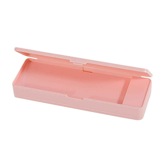 Loyerfyivos Clear Polypropylene Mini Storage Box with Hinged Lid & Snap Closure -For Pencils, Pens, Drill Bits, Office Supplies, Organization, Tool Box and more! (Pink)