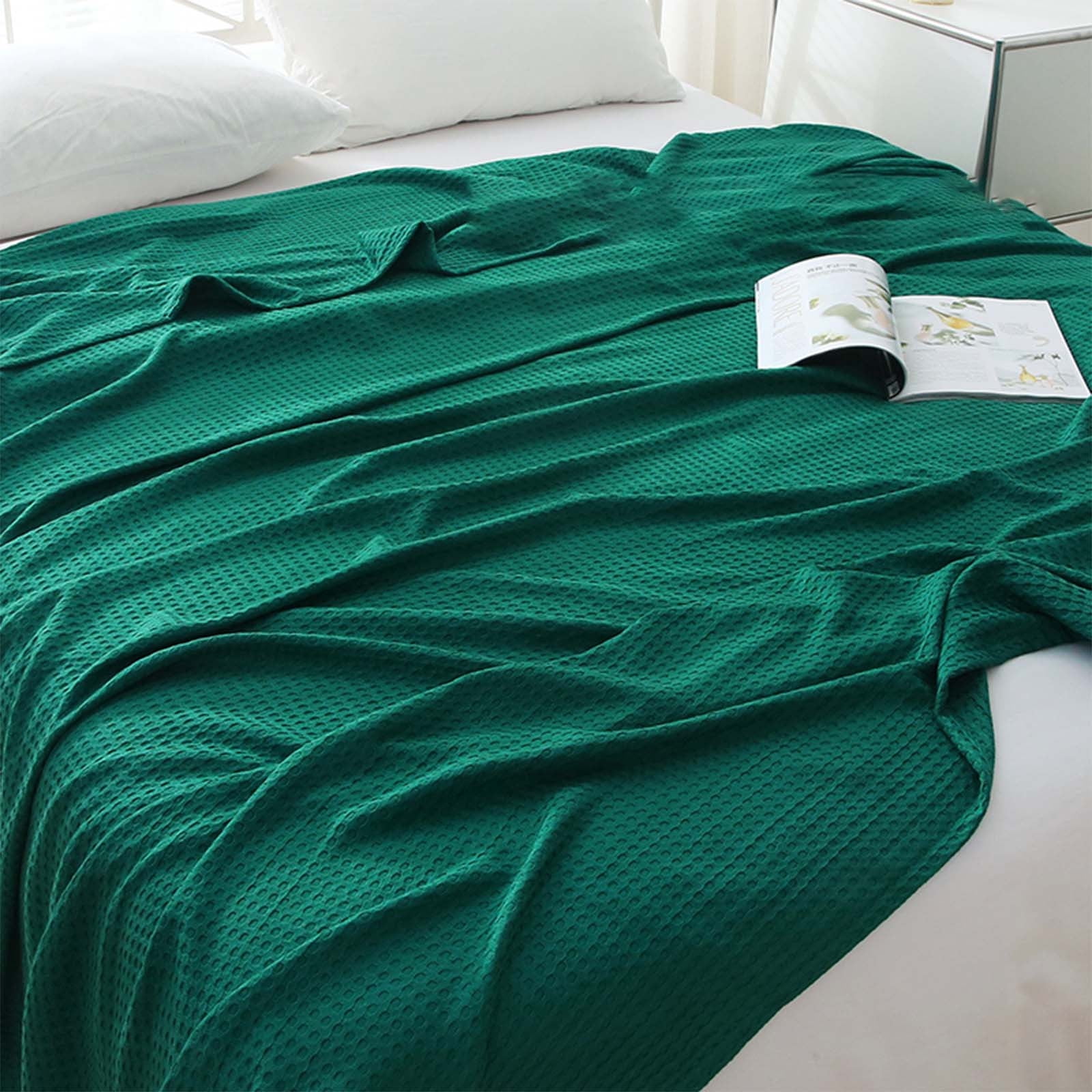 Loyerfyivos Cotton Blankets Queen Size for Bed Waffle Weave Blankets for Summer, Lightweight