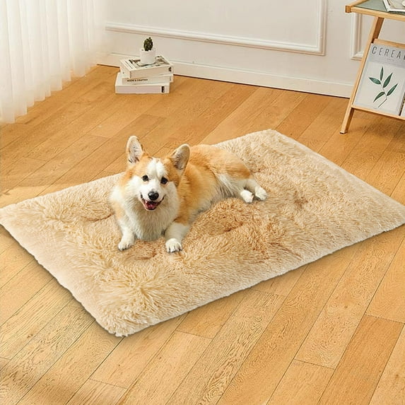 Loyerfyivos Dog Crate Pad Ultra Soft Dog Bed Mat Washable Pet Kennel Bed with Non-Slip Bottom Fluffy Plush Sleeping Mat for Small Dogs, Pet Mat Dog Bed Cozy Cat Kennel Kennel 12 x 17 Inch