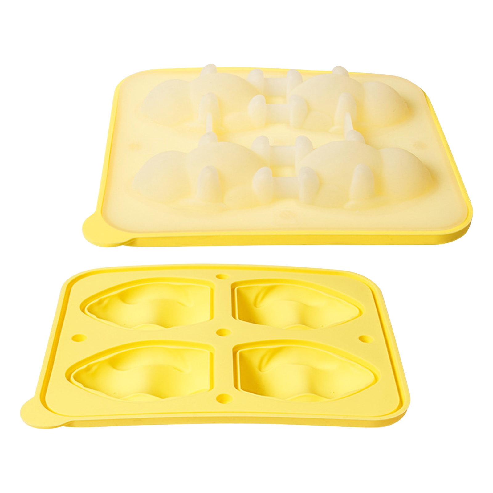Farfi Ice Cube Tray Reusable Heat Resistant DIY Pineapple Coconut Tree  Style Silicone Mold Ice Ball Maker for Kitchen (Yellow) 