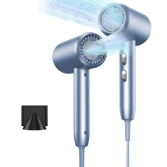 Loyerfyivos Electric hair dryer, small hair dryer, high speed brushless motor, negative ion hair dryer, fast drying, low noise, temperature control hair dryer, home hair dryer with nozzle