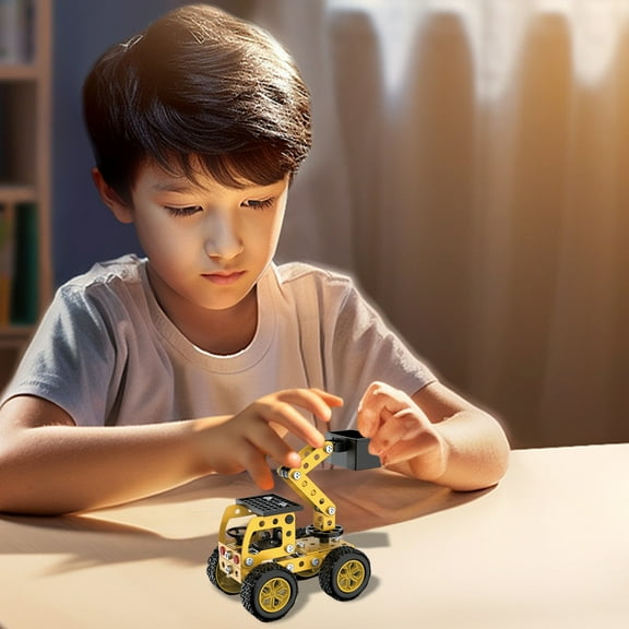 Loyerfyivos Erector Sets Metal Assembly Toys Model Escalator Kits STEM Projects Model Car Kits to Build Jixin Xyzhi Birthday Gifts for Kids 6-16 Yellow