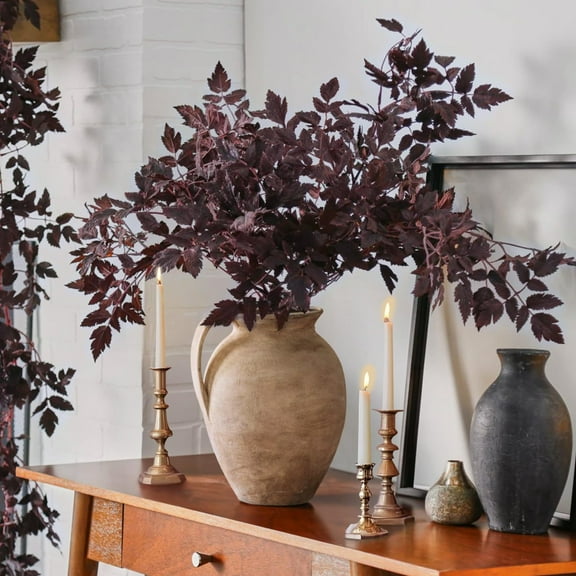 Loyerfyivos Fall Decorations for Home - Fall 18" Artificial Plum Purple Cimicifuga Ramosa Leaves - Fall Floral Stems for Vase Decor - Autumn Harvest Halloween Decoration for Indoor Wedding Room