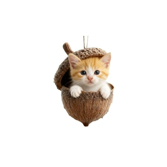 Loyerfyivos Forest Animal Acorn Ornaments – Cozy Forest Christmas Ornaments, 2025 New Pine Cone Decoration, Woodland Creature Figurine, 2D Acrylic Hanging Ornament Home Party Decor