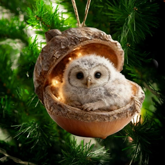 Loyerfyivos Forest Animal Acorn Ornaments, Cozy Forest Christmas Ornaments, 2026 Pine Cone Animal Decoration, Woodland Creature Figurine, Acrylic Hanging Ornament Home Party Decor