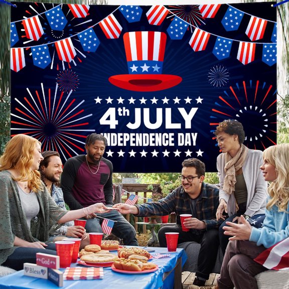 Loyerfyivos Fourth of July Decorative Backdrop Fabric,American Flag Backdrop,Independence Day Bash,Fourth of July Decorative Backdrop Fabric,Outdoor Party Atmosphere Decoration Flag