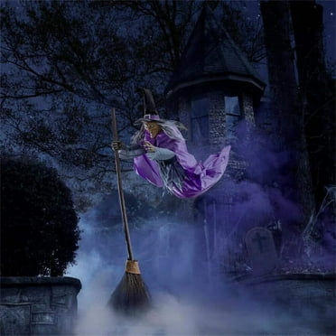 Loyerfyivos Halloween Decorations Outdoor - 180cm Animated Hovering Witch Animatronics - Sound & Touch Activated Sensor - Scary Props House Decor for Garden Yard Lawn Outside Indoor Decoration