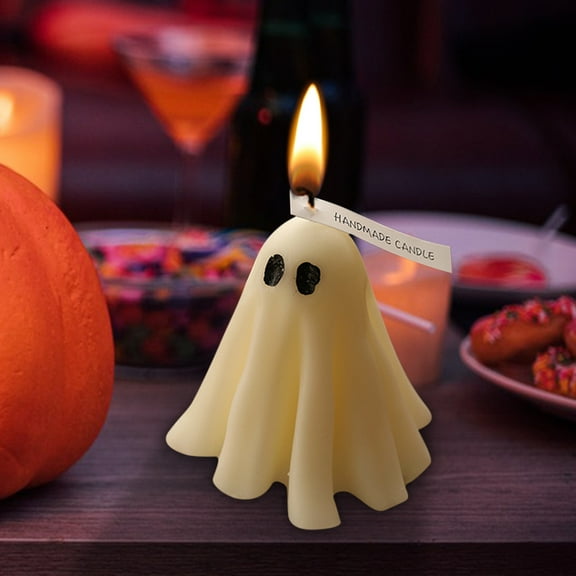 Loyerfyivos Halloween Ghost Candles, Small Cute Verious Ghost Candles Halloween Decorations Multicolor Halloween Ghost Candles Table Mini Ornament Halloween Spooky Ghost Candles