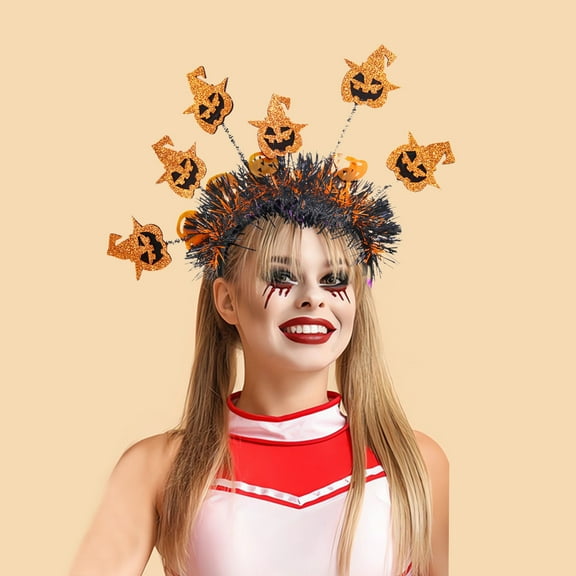 Loyerfyivos Halloween Headband Bat HeadBand for Funny Halloween Party Decoration Hair Accessories Dress Up (Pumpkin)