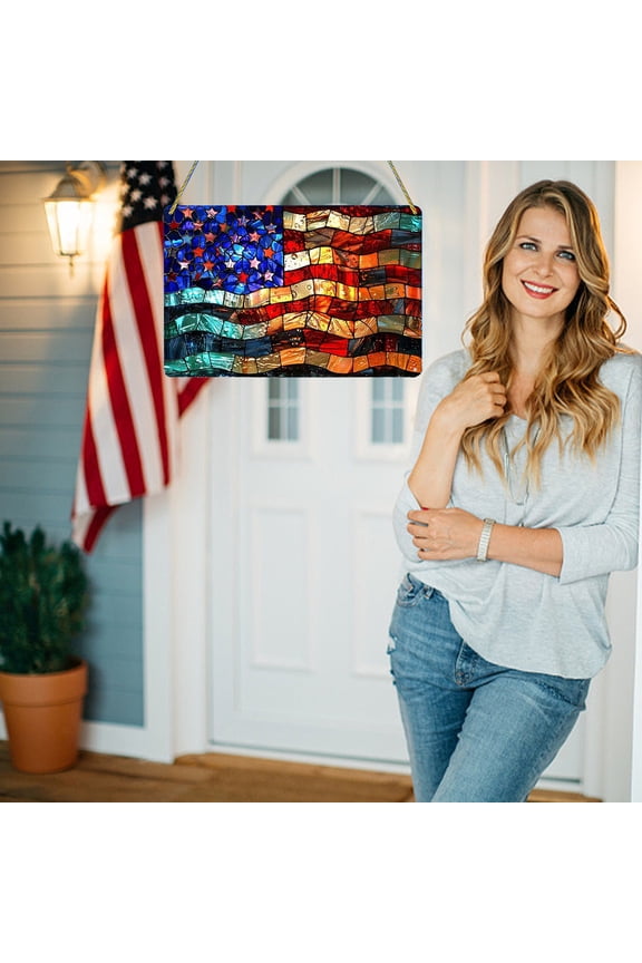 Independence Day Heart, Square Acrylic Charm, Lucite Style American Independence Day Door Charms