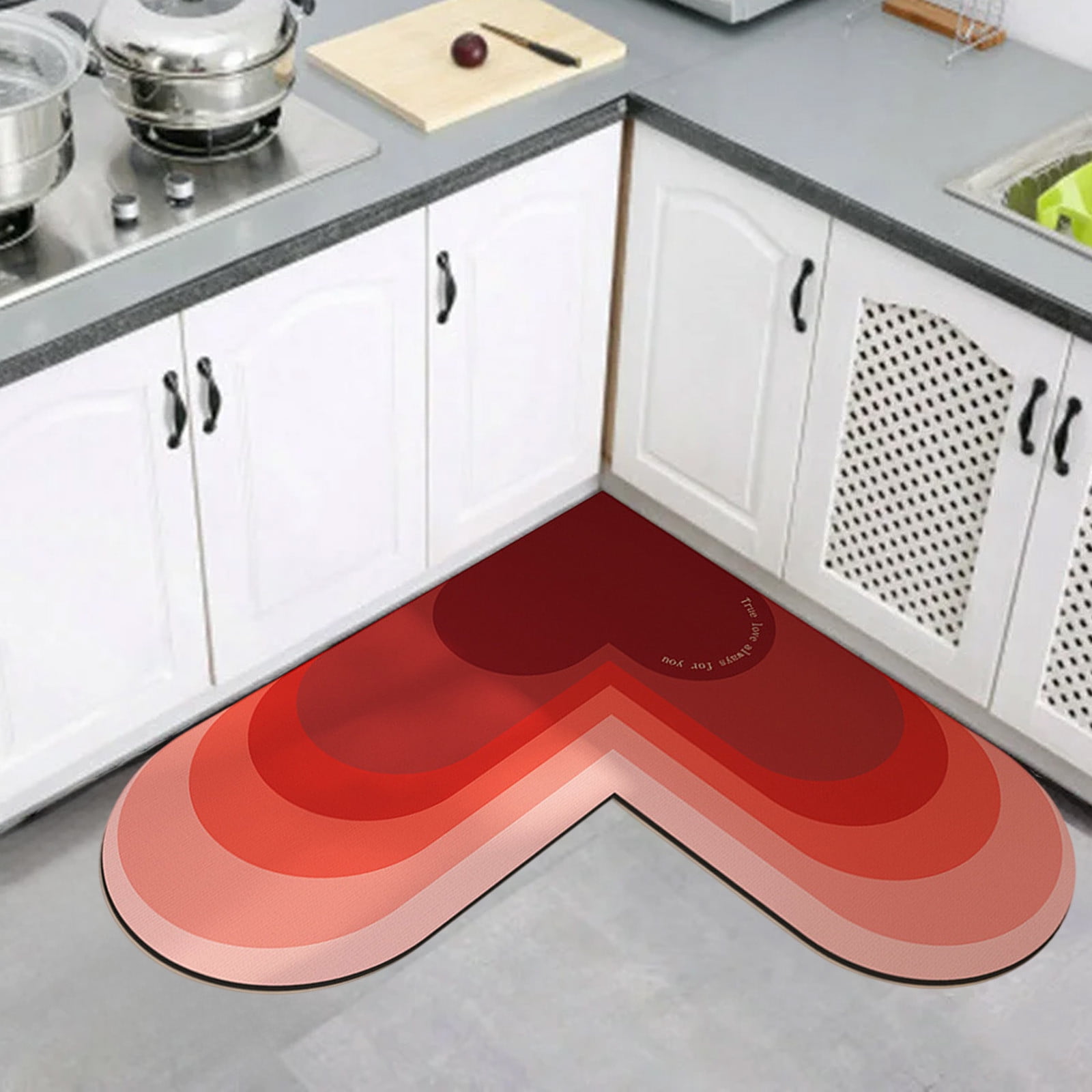 Loyerfyivos L-shaped Kitchen Bathroom Water Absorbent Dirt Resistants Diatom Mud Foot Mat ...