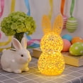 thumbnail image 1 of Loyerfyivos Lighted Easter Hollow Out Bunny Figurine 3D Print Hollow Out Bunny Lamp Light up Easter Rabbit Statues for Table Office Bookshelf Decor, 1 of 6