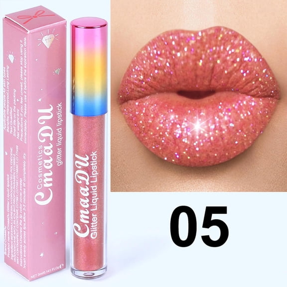 Loyerfyivos Matte to Glitter Liquid Lipstick Long Lasting Lip Set Kit,6 Color Diamond Dark Red Pink Purple Mauve Glitter Sparkly Metallic Waterproof Lipstick Lip Gloss for Women