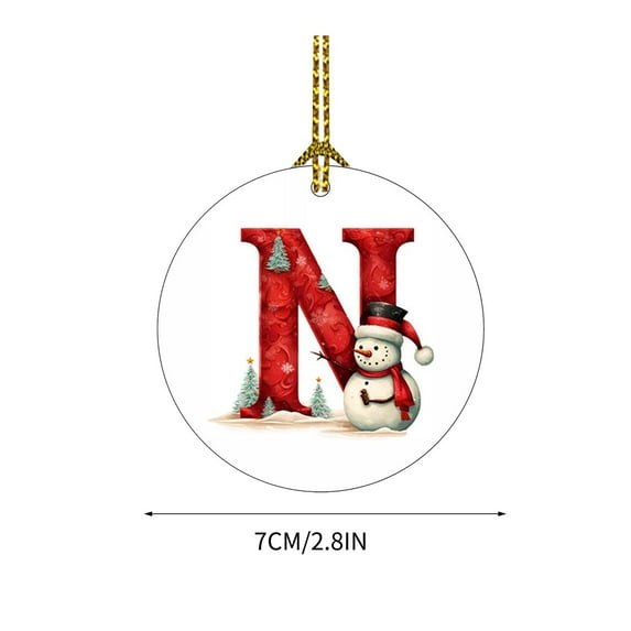 Loyerfyivos New Letter Ornaments for Christmas Tree,Christmas Letters Ornaments A to Z Ornament Letters Decorative Hanging Xmas Alphabet Letters for Christmas Tree DIY Craft Christmas Ornaments (N)