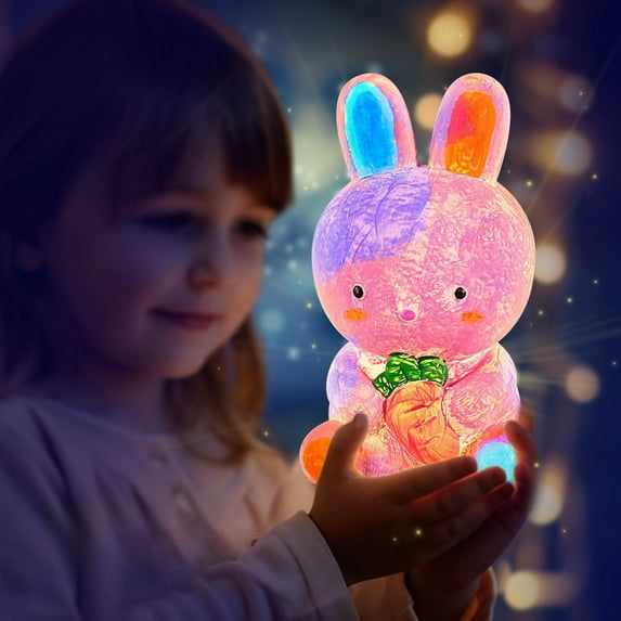 Loyerfyivos Paint Your Own Lamp - Arts and Crafts Supplies Painting Kit for Kids, DIY Toys for Toddlers Boys Girls Age 3 4 5 6 7 8 9 10 11 12 13 Easter Holiday Birthday Gift Upgraded + Beaded Stickers