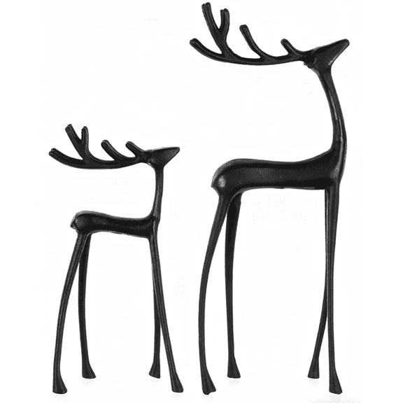 Loyerfyivos Plastic Deer Tabletop Decoration - 2pcs Black Reindeer Statues Christmas Decorations,Modern Style Xmas Figurines,Elegant Indoor Holiday Decor,Ideal for Mantel Living Room Bedroom Office