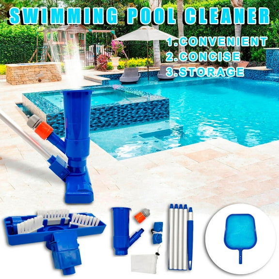 Loyerfyivos Portable Pool Vacuum, Handheld Pool Blaster Vacuum Cleaner with Scrub Brushes and Detachable 6 Section Pole and a Filter Bag for Above Ground and Inflatable Pool Spa Ponds