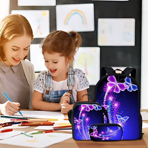 Loyerfyivos School Season, Colourful Butterfly Pattern Travel Backpack - Large capacity lightweight backpack with adjustable straps and print design, suitable for men, women and teenagers