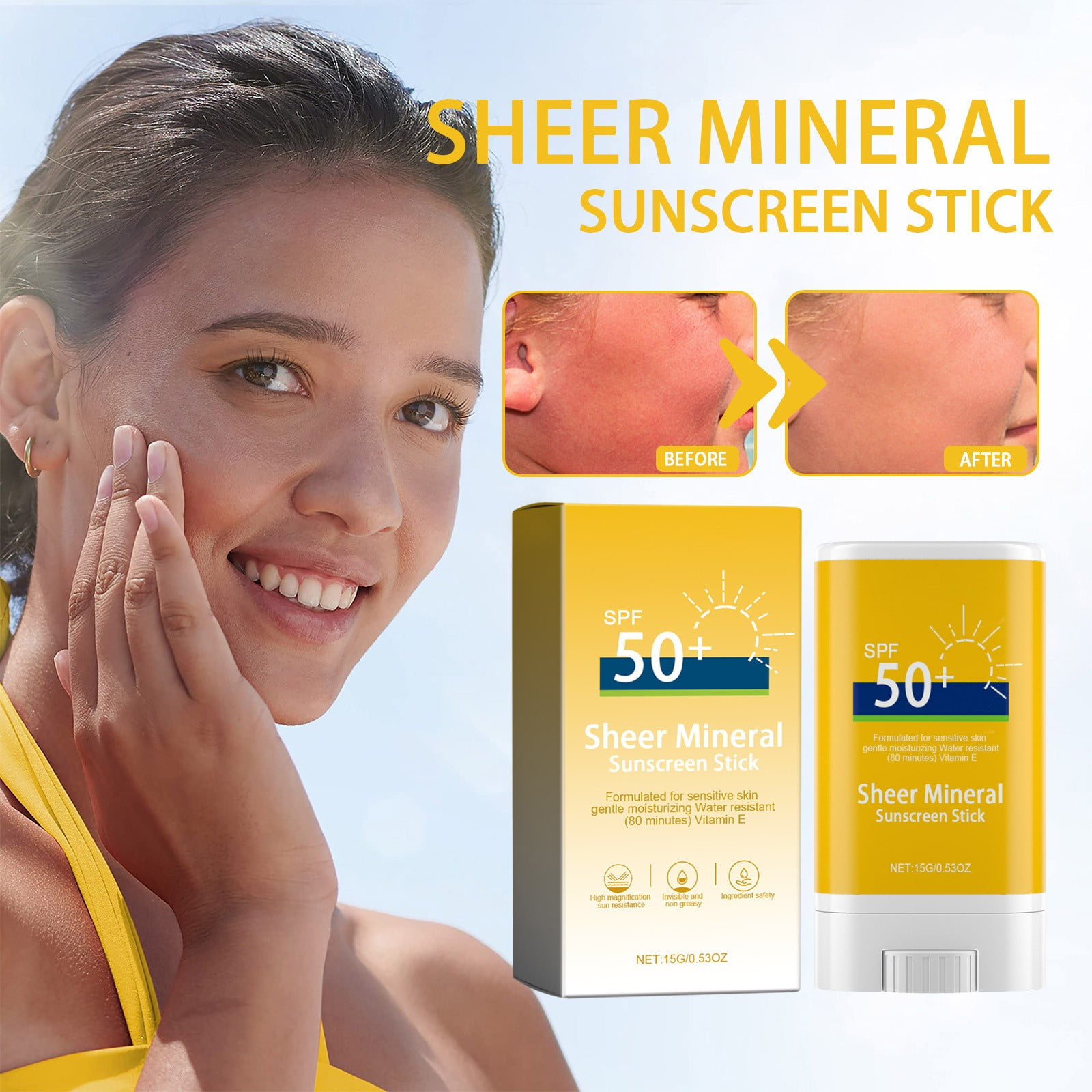 Loyerfyivos Sheer Mineral Sunscreen Stick for Face & Body，100 Mineral