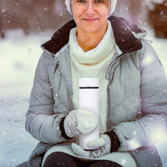 Loyerfyivos Smart Water Bottle Stainless Steel Vacuum Flask,Travel Mug with Smart LCD Touch Screen, Keep Hot Or Cold, Car Portable Travel Tea Coffee Vacuum Thermoses Cup,Insulated Water Bottle (White)