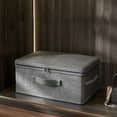 thumbnail image 1 of Loyerfyivos Storage Bins with Zipper Lid Velvet Fabric Storage Boxes Lidded Baskets Foldable Washable Decorative Closet Shelf Clothes Organizer Container with PU Leather Handles (M), 1 of 7