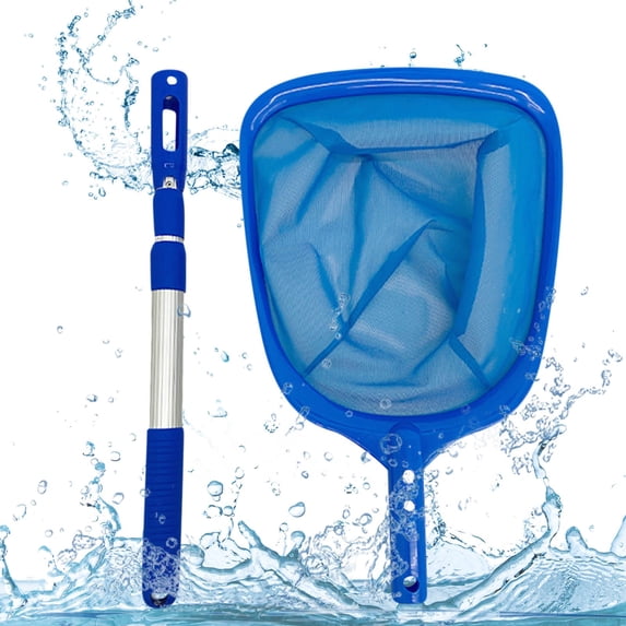 Loyerfyivos Swimming Pool Leaf Skimmer Net, With 3 Sections Telescopic Aluminum Pole & Nylon Medium Fine Mesh Pool Net, Pool Cleaning Tool For Removing Leaves & Debris(90cm)