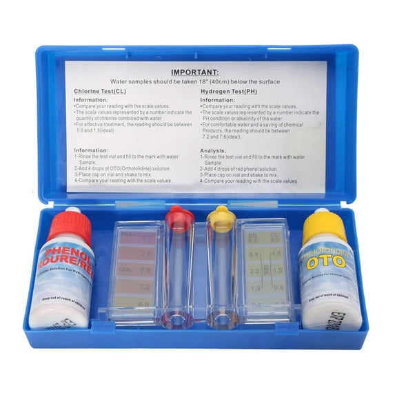 Loyerfyivos Swimming Pool Spa Water Chemical Test Kit, Standard 2-Way Swimming Pool & Spa Test Kit for Tests Water for pH, Chlorine and Bromine