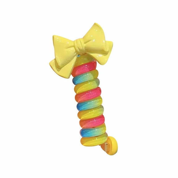 Loyerfyivos Telephone Cord Hair Loop Women's High Horsetail Headrope,Hair Ring Head Rope Girl Cute Rubber Band Hair Rope Headdress Hair Accessories,Telephone Wire Hair Bands (Yellow)