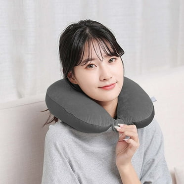 Loyerfyivos Travel Pillow, Neck Pillow Airplane Memory Foam Double-Side, Soft & Support Airplane Pillow for Travelling Plane Car Train Home Use, Pink