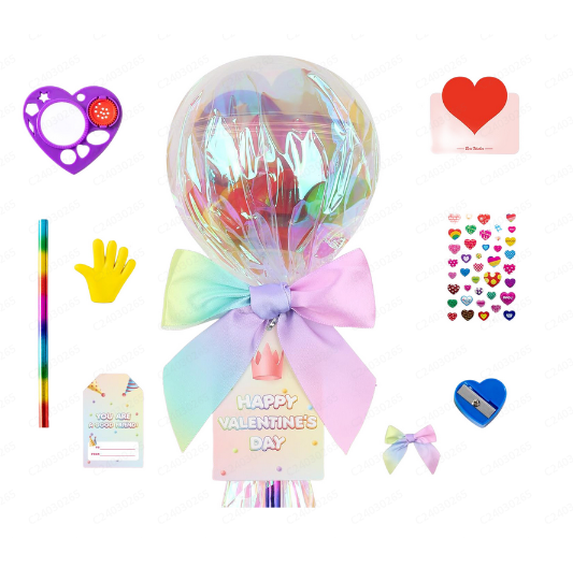 Loyerfyivos Valentines Day Gifts - 1 Pack Giant Rainbow Stationery Set with Valentine's Cards for School Classroom Class Party Favor - Valentine Gift Exchange for Boys Girls