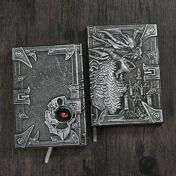 Loyerfyivos Vintage Dragon Embossed Leather Notebook DND Notebook Travel Journal with Ballpoint Pen and Pen Sleeve.Antique Handmade A5 Journal,Hardcover Liner,Writing Notebook(Colorful)