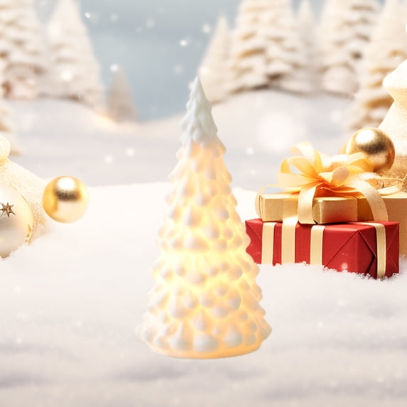 Loyerfyivos White Ceramic Christmas Trees, Light Up Porcelain Christmas Tree, Matte White Small Xmas Tree with Lights, Tabletop Tree Figurines for Modern Home Decoration, DIY Village