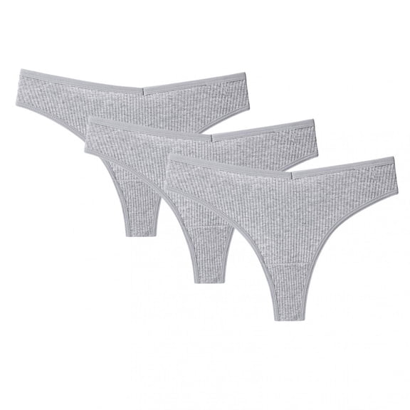 LoyisViDion 3Pcs Women'S G-String Cotton V Waist Female Underpants Pantys Lingerie Gray 6(M)